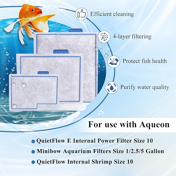 8 Pack Small Filter Cartridge Compatible with Aqueon Filters, Aquarium Fish Tank Filter Cartridges Replacement for QuietFlow E Internal Power Filter Size 10 and Minibow Aquarium Filters Size 1/2.5/5-PawvioPets