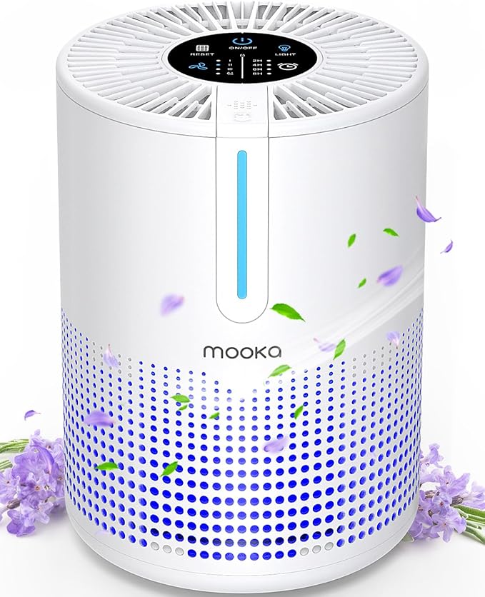 Air Purifiers for Bedroom Home 430 Sq.Ft, MOOKA H13 HEPA Filter Small Portable Air Purifier with USB Cable Fragrance Sponge for Smokers Pollen Pets Dust Odors, Desktop Air Cleaner for Car RV, M01-PawvioPets