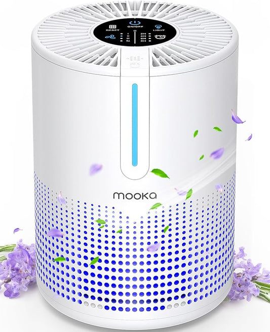 Air Purifiers for Bedroom Home 430 Sq.Ft, MOOKA H13 HEPA Filter Small Portable Air Purifier with USB Cable Fragrance Sponge for Smokers Pollen Pets Dust Odors, Desktop Air Cleaner for Car RV, M01-PawvioPets