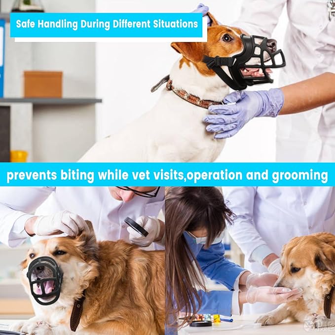 Dog Muzzle, OKKIC Basket Muzzle Anti Biting Chewing, Sturdy Lightweight Muzzle Allows Panting Drinking,Muzzle for Small Medium Large Dogs, Suitable for Grooming Trimming Training (Black, Size6)-PawvioPets