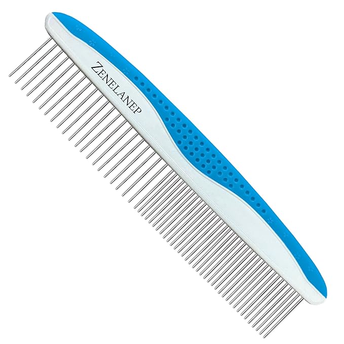 Dog Grooming Comb for Matting – Metal Dematting Comb with Stainless Steel Teeth & Non-Slip Handle (Style 1)-PawvioPets