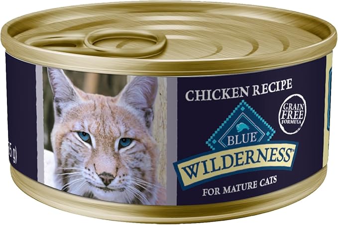 Blue Buffalo Wilderness High Protein Grain Free, Natural Mature Pate Wet Cat Food, Chicken 5.5-oz cans (Pack of 24)-PawvioPets