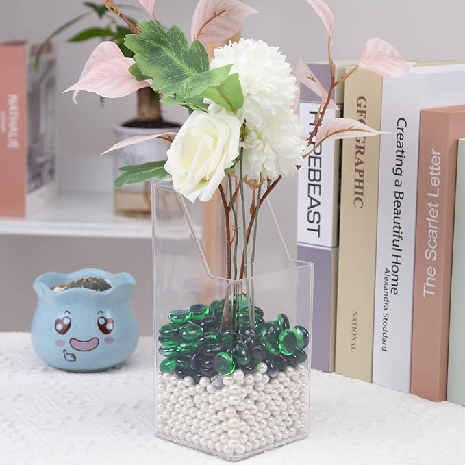 FUTUREPLUSX 1LB Green Flat Glass Marbles, Premium Colored Gems Fish Bowl Marbles Decorative Mosaic Glass Pebbles Floral Smooth Stones for Vases Aquarium Home Decor-PawvioPets