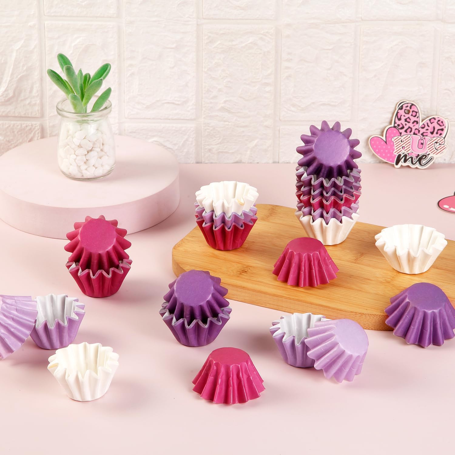 Quera 200Pcs Purple Grease-Resistant Mini Cupcake Liners Wedding Muffin Baking Cups Baby Shower Cupcake Wrappers for Wedding Birthday Holiday Party or Baby Shower(1.18 x 1.18 in)
