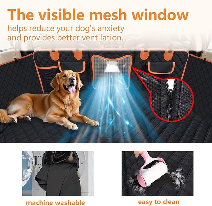 Back Seat Extender for Dogs,Dog Car Seat Cover for Back Seat with Hard Bottom Holds 500 lbs,Car Seat Protector,Waterproof Extender for Dogs,Dog HammockPet Bed for Full-Size Cars,SUVs, Small Trucks-PawvioPets