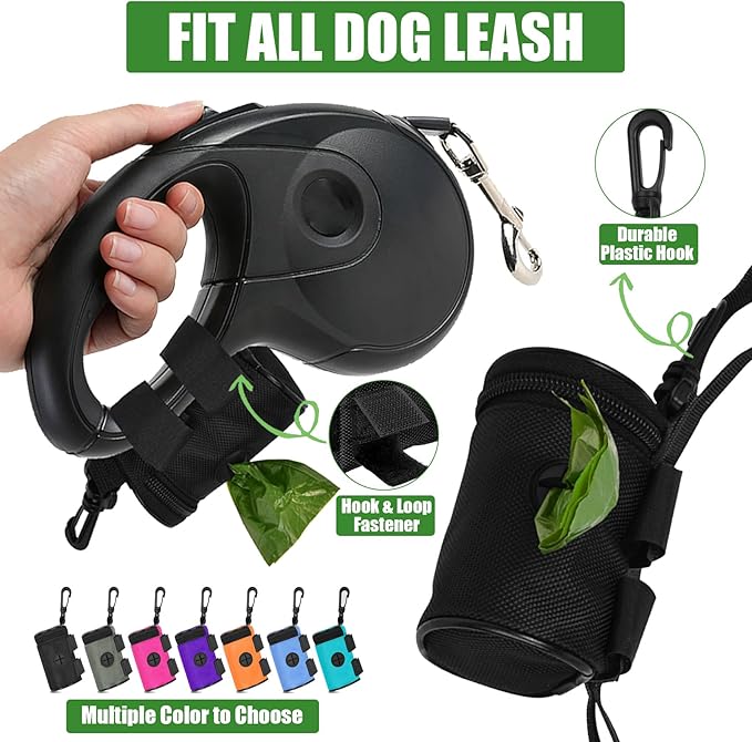 Dog Poop Bag Holder for Leash Attachment - Waste Bag Dispenser for Leash - Fits Any Dog Leash - Portable Set with Hand Free Holder Metal Carrier, Round Shape, Purple-PawvioPets