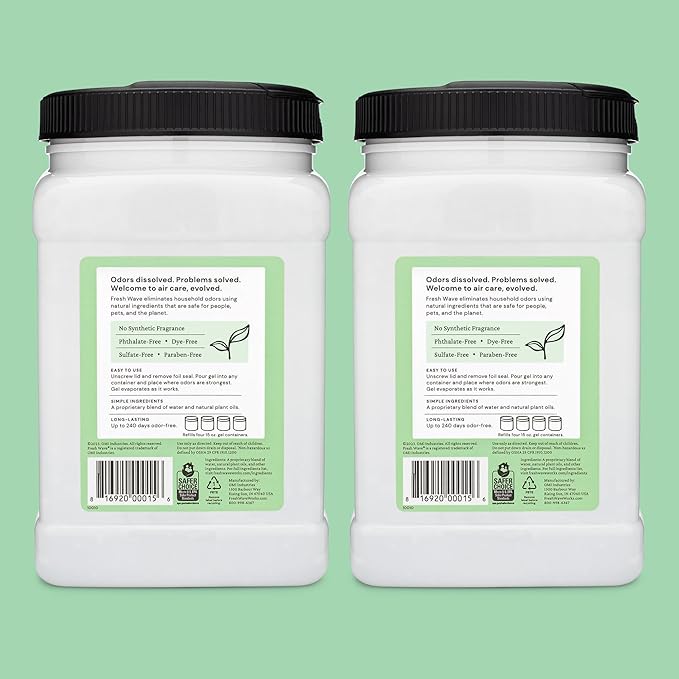 Fresh Wave Odor Removing Gel Refill, 63 oz., Pack of 2 - Safer Odor Absorbers for Home, Natural Plant-Based Odor Eliminator, Every 15 oz. lasts 30-60 Days, For Cooking, Trash & Pets-PawvioPets