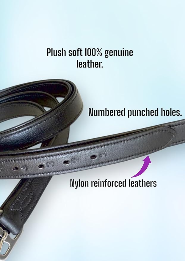 54" / 60" New 1" Super Soft English Stirrup Leathers Black/Havana (Havana, 60" x 1")-PawvioPets