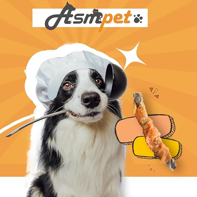 ASMPET Dog Treats Chews, Chicken Wrapped Cod Skin Sticks, Rawhide Free Cod Skin Treats for Dogs, 10.6 oz-PawvioPets