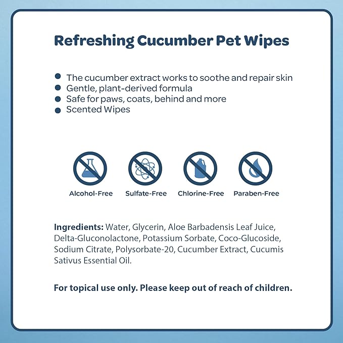 Best Pet Supplies Pet Wipes for Dogs - Dog Wipes Cleaning Deodorizing, for Coats, Ears, Paws – Refreshing, Cucumber 100 Count-PawvioPets