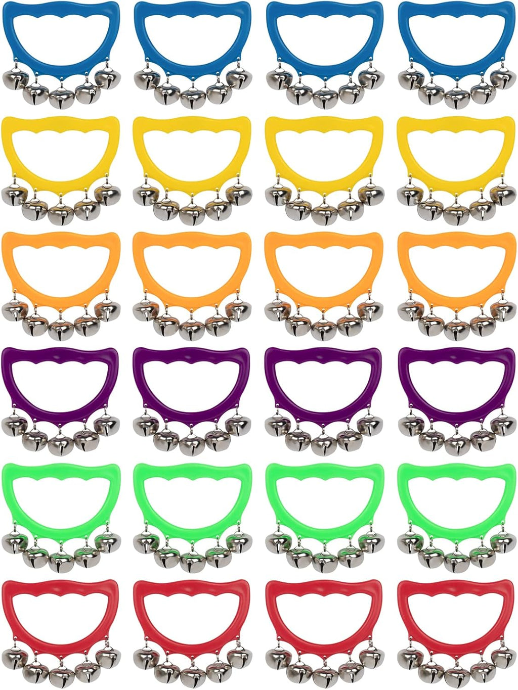 MUSCELL Jingle Bells, 24 Pcs Christmas Hand Bells Jingle Bells, Brightly Colored Musical Instruments Jingle Bells Gift for Children Party, Classroom and Show, for 3+Years Old