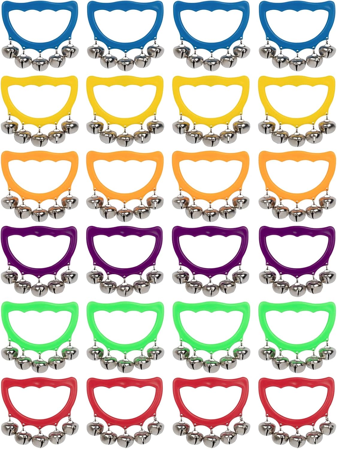 MUSCELL Jingle Bells, 24 Pcs Christmas Hand Bells Jingle Bells, Brightly Colored Musical Instruments Jingle Bells Gift for Children Party, Classroom and Show, for 3+Years Old