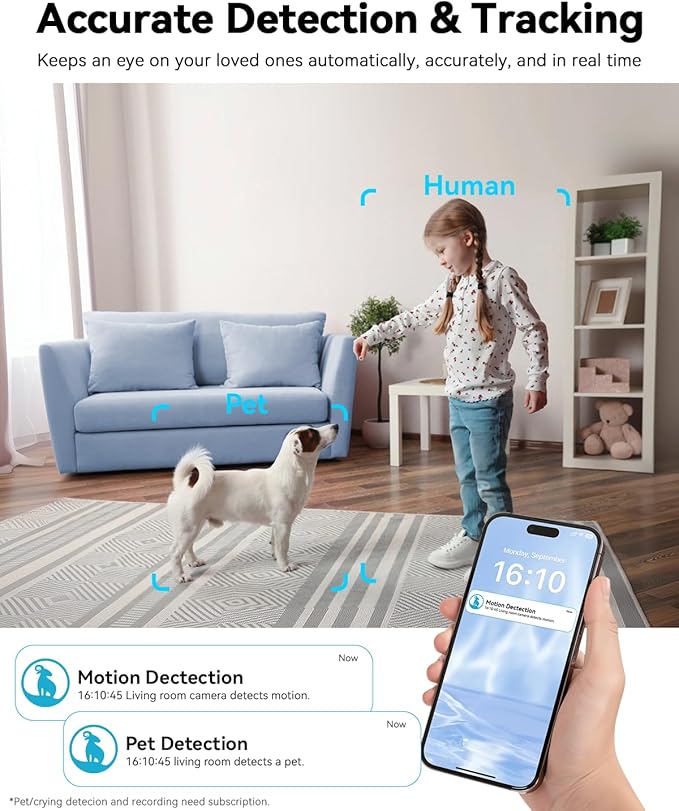 blurams Pet Camera 4K, 8MP Indoor Cameras for Home Security with One-Touch Call, Color Night Vision, Motion Tracking, 5GHz/2.4GHz Wi-Fi, Cloud & SD Card Storage, Wi-Fi 6-PawvioPets