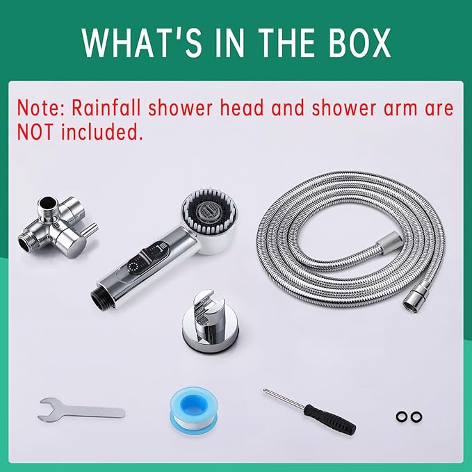 3 Mode Dog Shower Attachment, High Pressure Handheld Sprayer with ON/OFF Switch, G1/2" Metal Shower Diverter, 100 Inches Stainless Steel Hose, No Drill Hook, for Indoor Pet Bathing and Washing-PawvioPets