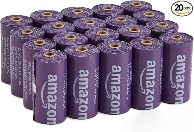 Amazon Basics Premium Lavender Scented Standard Dog Waste Bags, 300 Count (15 Pack of 20)-PawvioPets