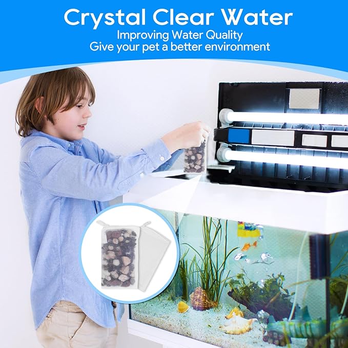 15PCS Media Bags for Aquarium, Extra Fine Mesh Bag Reusable Nylon Net Aquarium Filter Bags with Plastic Zipper for Extra Fine Resins Filter, 2.4 x 4 Inch-PawvioPets