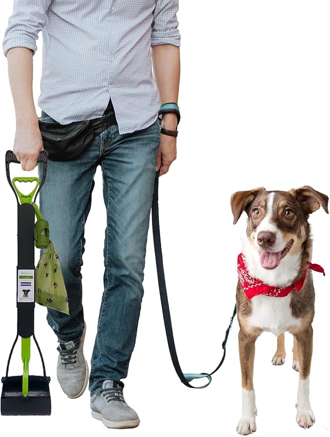 32" Pooper Scooper for Large Medium Small Dogs, Extra Long Handle Heavy Duty Poop Scoop, Foldable Dog Poop Picker Upper for Yard (Without Bag and Dispenser Attachment)-PawvioPets