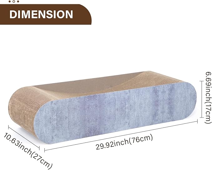 2 in 1 Cat Scratcher Cardboard Lounge Bed, Cat Scratching Post, Durable Board Pads Prevents Furniture Damage,Large (Reversible Grey)-PawvioPets