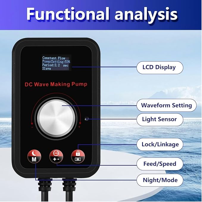 CONQUERALL 28W DC 24V Wave Maker 660-4700GPH Marine Aquarium Reef Powerhead 10-Speed Flow Controllable Multi Wave More Energy Saving Suit for Tropical Fish and Reef Tank-PawvioPets