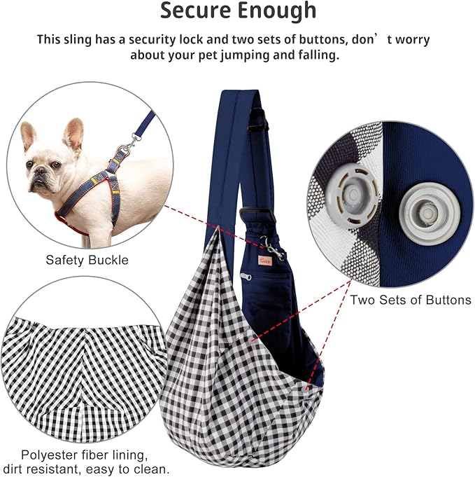 CUBY Dog and Cat Sling Carrier - Hands Free Reversible Pet Papoose Bag - Soft Pouch and Tote Design - Adjustable - Suitable for Puppy, Small Dogs, and Cats for Outdoor Travel-PawvioPets
