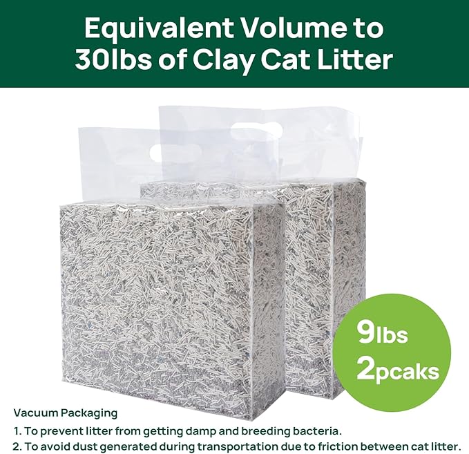18lbs Mixed Tofu Cat Litter Clumping, Low Dust, Lightweight, Ultra Absorbent and Fast Drying, Natural Pea Husk Bentonite Kitty Litter (9lbs×2bags)-PawvioPets