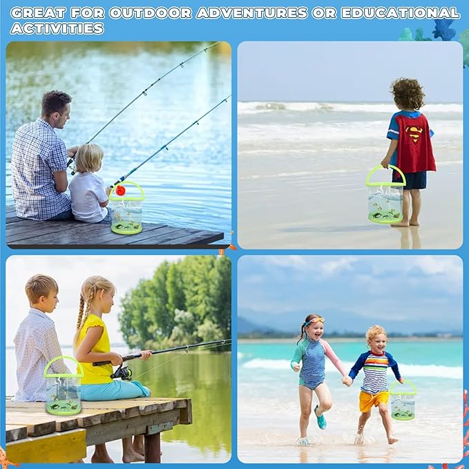 Foldable Small Aquarium, Portable Fish Tank, Fish Transport Container, Plasitc Fish Bowl, Beginner Tank, Great Concept for Catching and Release Critters, Beach, Pool and Lake-PawvioPets