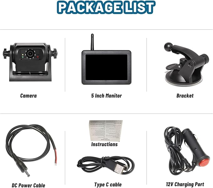 EWAY Wireless WiFi Magnetic Hitch Backup Camera 1080P HD Rechargeable Battery Powered No Wiring Rear View Reverse Monitoring Camera for Car Truck Pickup RV Camper 5th Wheel Horse Trailer Boat Trailer-PawvioPets