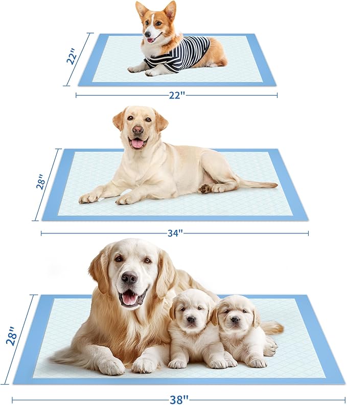 100-Pack X-Large Puppy Pads - 34'' x 28'' Pee Pads for Dogs Potty Training with Leak-Proof Quick-Dry Design, 6-Layer Wee Wee Pads for Dogs, Blue-PawvioPets
