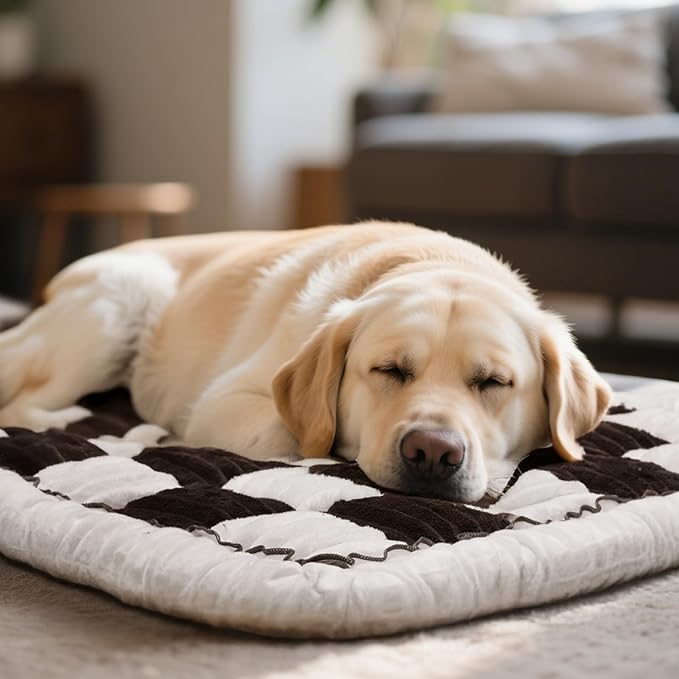 Dog Car Seat Cover for Back Seat, Plaid Backseat Pet Bed Mat, Non-Slip Travel Dog Bed for Backseat Extenders, 24.8" x 54", Black and White-PawvioPets