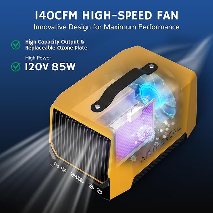 Airthereal DA25 Desktop Ozone Generator, 60,000mg/h High Capacity Odor Eliminator for Smoke, VOCs and Pet Odors, Portable Ozonator for Home, Garage & Car, O3 Air Deodorizer for Area up to 5,000 sq.ft-PawvioPets