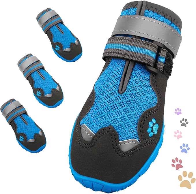 Dog Shoes for Large Medium Small Dog, Mesh Breathable Dog Shoes for Hot Pavement, Anti-Slip Dogs Boots Paw Protectors with Reflective for Outdoor Walking Indoor Hardfloors (Size 2)-PawvioPets
