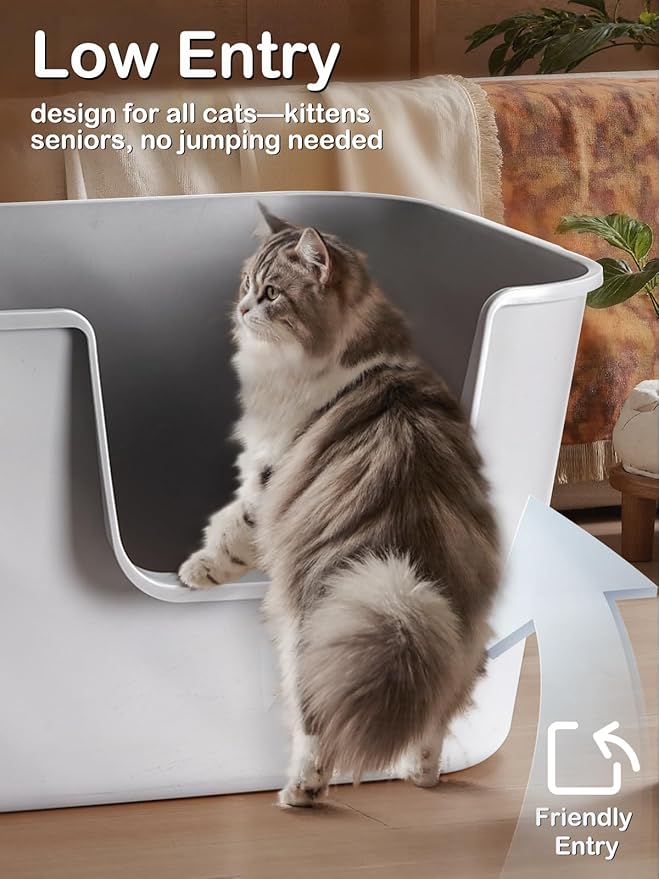 Extra Large Cat Litter Box with High Sides - Splash-Proof Design for Big Cats & Multi-Cat Homes, 24.6in x 16.7in x 12.8in (Green)-PawvioPets