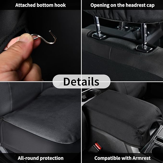 Coverado Front Seat Covers, Waterproof Canvas Seat Protector for Car Seat Cushions for Kids & Dogs, Compatible with 2015-2025 Ford F150 & 2017-2025 Ford F250 F350 F450(Black, 2PCS)-PawvioPets