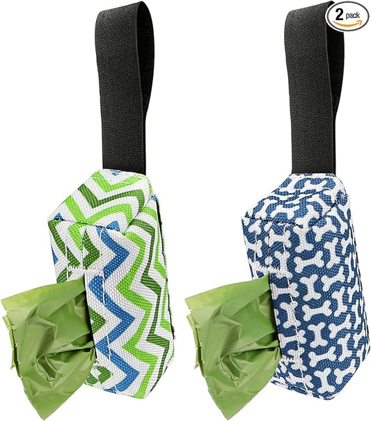 Dog Poop Bag Holder for Leash, 2 Pack Dog Poop Bag Dispenser, Sturdy and Guaranteed Leakproof Poop Bag Holders for Leashes, Dog Waste Bag Holder, Unscented, 2 Dispenser and 30 Bags By PobbY-PawvioPets
