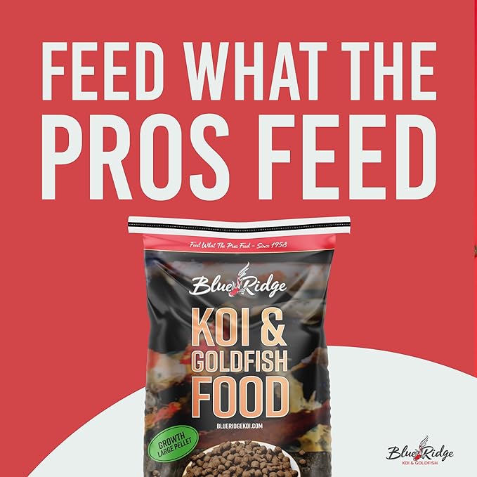Blue Ridge Koi Fish Food 25lb - Koi Food Large 3/16" Growth Formula, Goldfish Food, Premium Fish Food for Ponds, Ponds Fish Food, Floating Pond Pellets-PawvioPets