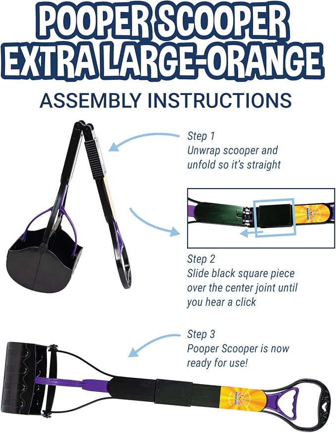 Bodhi Dog Large Foldable Pooper Scooper - 32” Long Handle, Lightweight Portable Pooper Scooper for Small & Large Dogs - Easy to Use - Made with Premium Durable Materials (Purple)-PawvioPets