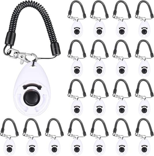 Frienda 18 Pieces Dog Training Clicker, Pet Behavioral Training Clickers with Wrist Strap for Dogs Cats Puppy Birds Horses (White)-PawvioPets