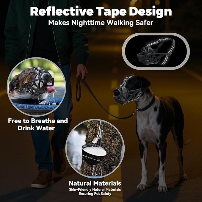 Dog Muzzle for Large Dogs, Medium and X-Large Aggressive Dog, Breathable Basket Muzzles, Suitable for Grooming Trimming Training, Allows Panting Drinking (Black, XL)-PawvioPets