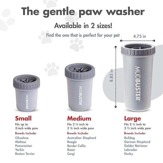 Dexas MudBuster Portable Dog Paw Cleaner, Premium Quality Large Gray Pet Accessory-PawvioPets