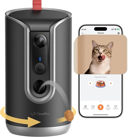 2K Pet Camera Treat Dispenser, AI Photo Album, Dog Camera with 360° Auto Tracking & 5G/2.4G WiFi, 2-Way Talk, Remote Treat Tossing, Motion Alerts for Cats Indoor-PawvioPets