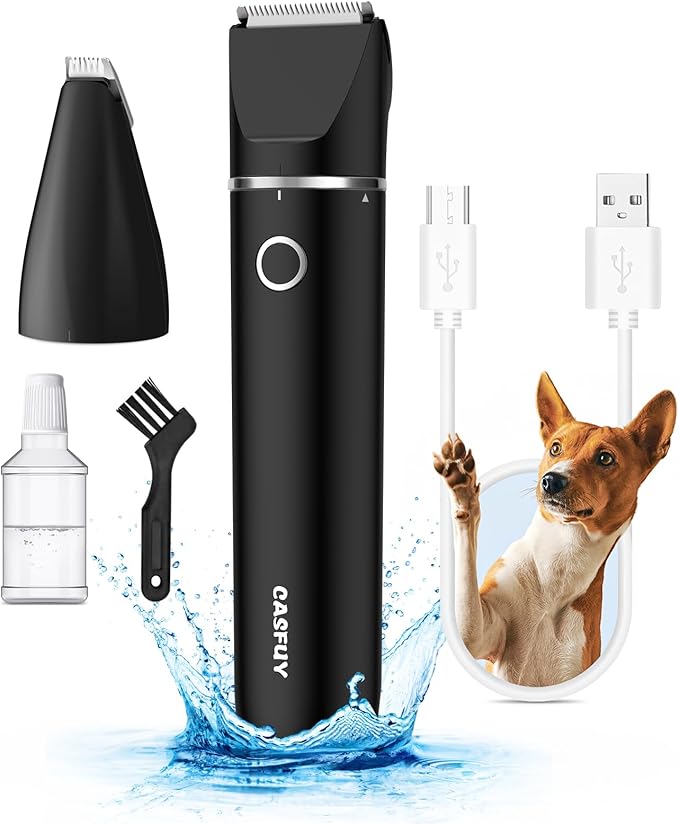 Casfuy Cordless Dog Paw Trimmer - Low Noise Small Dog Clippers with Double Blades USB Rechargeable Grooming Clipper for Dogs Cats and Small Pets for Trimming Hair Around Paws, Eyes, Ears, Face, Rump-PawvioPets