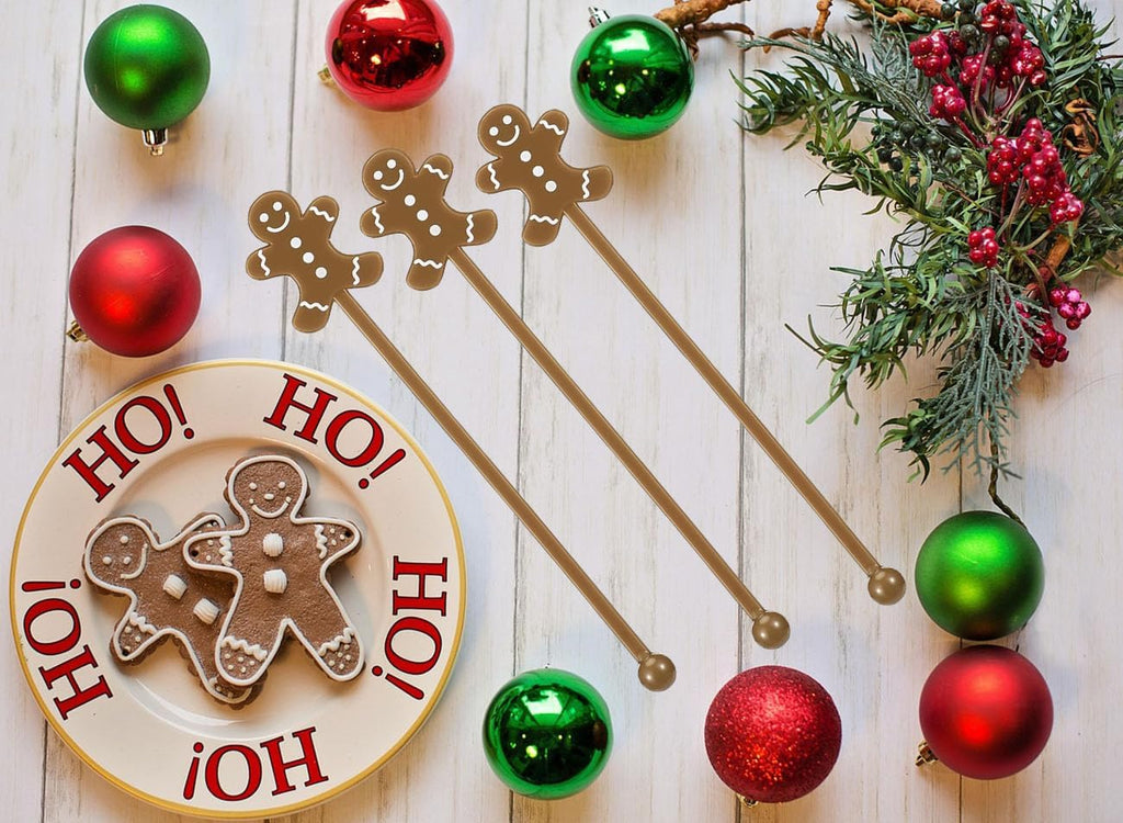 50 Pcs Christmas Drink Stirrers Xmas Coffee Stir Sticks Plastic Swizzle Sticks Cocktail Mixers for Holiday Party Supplies Hot Drinks Cocoa Bar Decoration