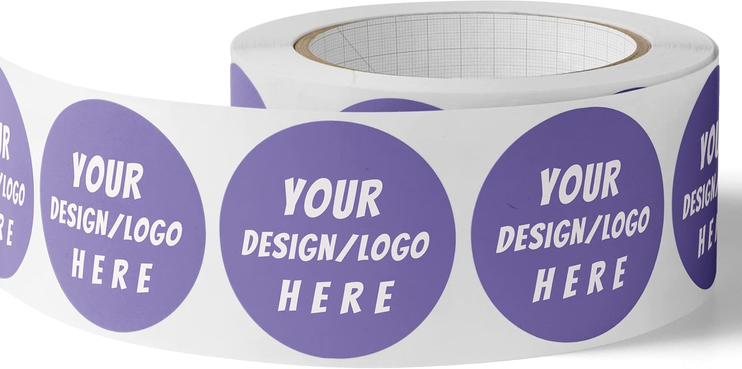 150 Custom Circle/Square BOPP Roll Labels- Personalized Stickers for Business Logo, Party, Wedding Favor, Baby Shower-Any Design Text + Image, Matte/Gloss Finish (4 * 2 Inch)