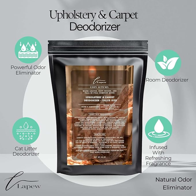 Cozy Autumn Carpet Freshener Powder Refill 36 oz | Powerful Odor Eliminator for Home | Upholstery Deodorizer | Carpet Deodorizer | Pet Urine | Cat Litter Box-PawvioPets