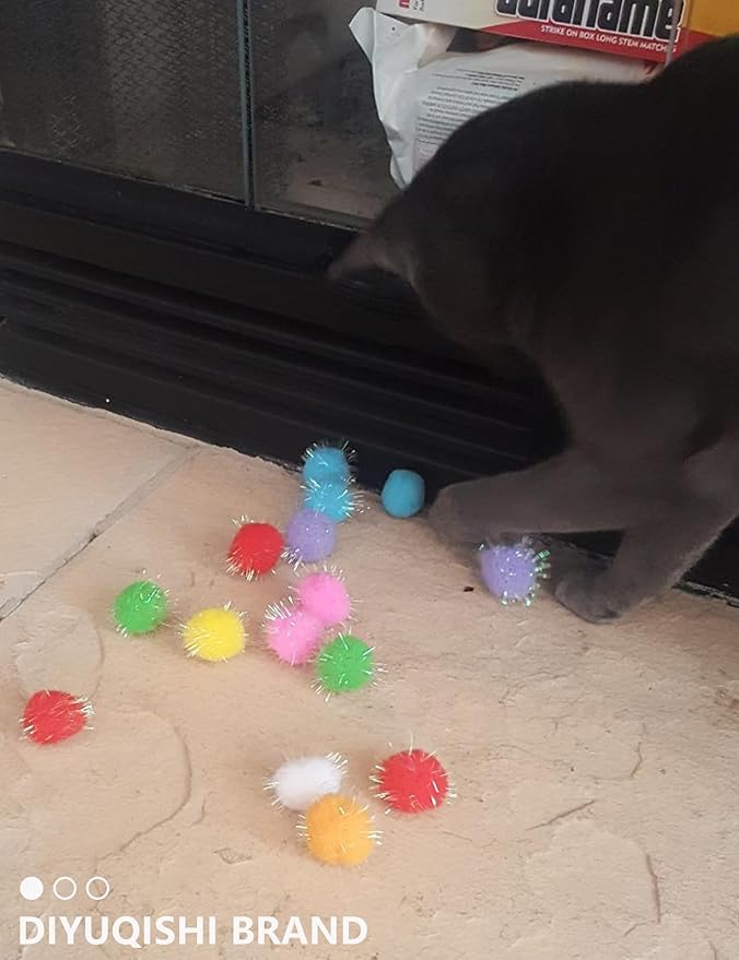 100-Pack Cat Toy Balls – Soft Fuzzy Toys for All Cats to Play and Exercise Indoors (1.5 inch, Cat Toys Pro Collection)-PawvioPets