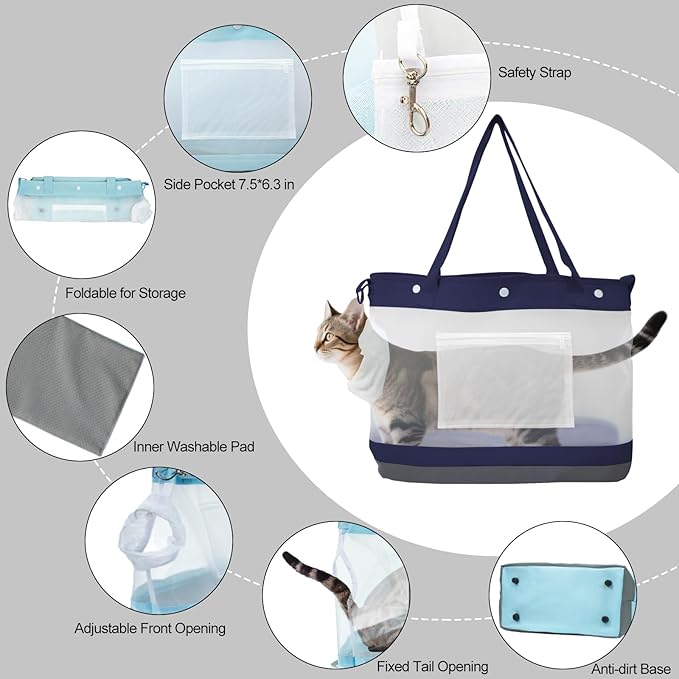 Dog Purse Carrier for Small Dogs Cat Kitty Puppy Rabbit Bunny Dog Cat Bag Carrier for Animals up to 22lbs Soft Sided Collapsible Pet Carrier Sling for Outing Travel Vet-Gray-PawvioPets