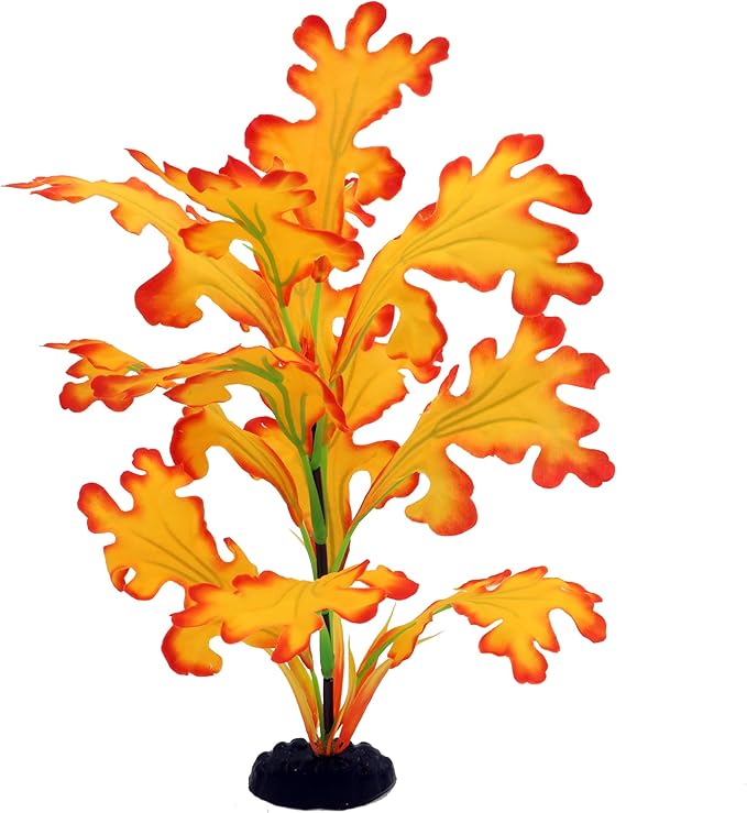 2-Pack 12 Inch Aquarium Silk Aquarium Plants, Artificial Plastic Plant for Small Tank, Goldfish, Fish Hides (Yellow, 12 Inch)-PawvioPets