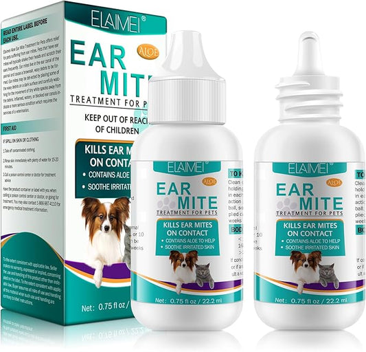 Ear Mite Treatment for Dogs 2PACK, Dog Ear Infection Treatment, Dog Ear Mite Treatment, Dog Ear Drops Alleviation Suffering from Ear Mites & Itching and Odours Stinky Stuff, Dogs Ear Care Solution-PawvioPets