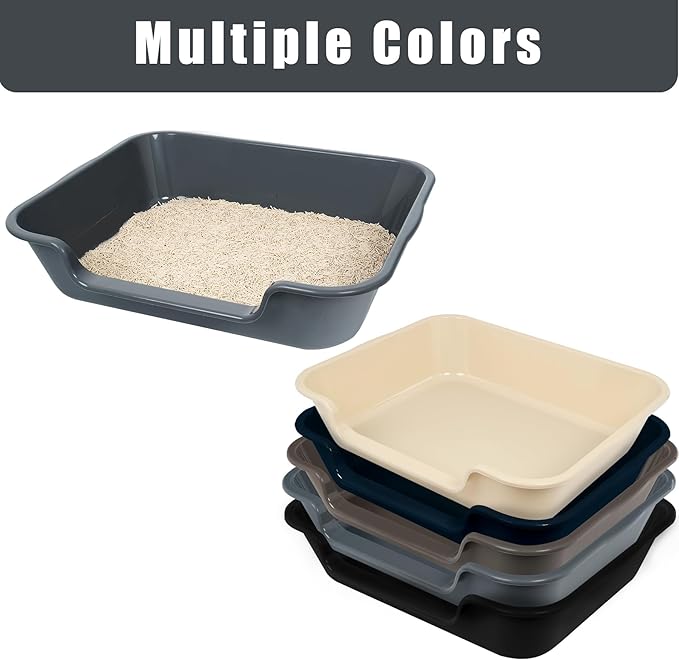 2 Pack of Extra Large Cat Litter Box (ABS Material), Low Entry Senior Litter Pen for Geriatric Kitty Big Cats, Jumbo Pet Safe Litter Boxes Tray for Pets Potty (Light Blue, 20" L x 15.5" W)-PawvioPets