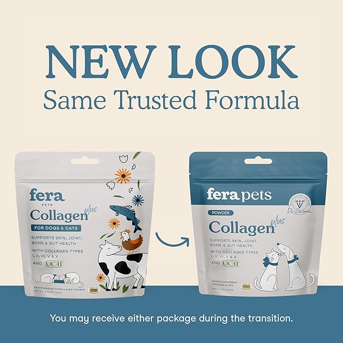 Fera Pets Cat & Dog Collagen Powder - Bone, Gut, Joint and Skin Supplement - 5 Types of Collagen + Clinically Studied UC-II® - 4.23 oz-PawvioPets